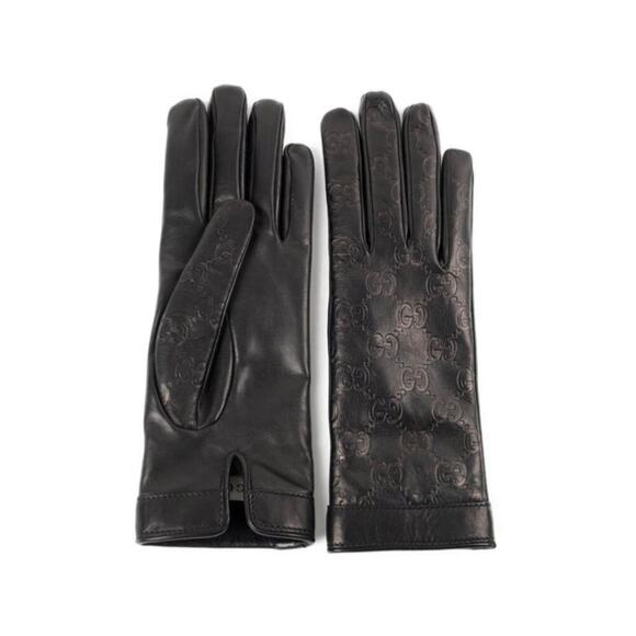 Gucci Women’s Leather gloves embellished with embossed GG logo NWT - Picture 1 of 7